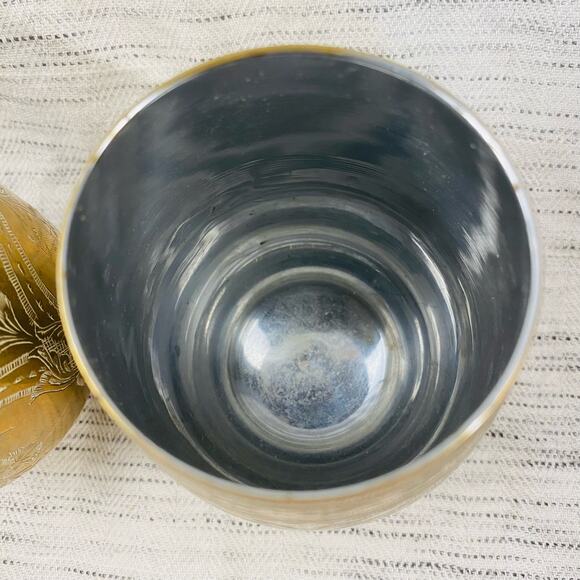 Vintage Brass Aluminum Etched Decorated Cups Candle Holders 4" Tall - Set of 2 - Picture 2 of 4